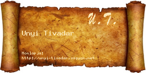 Unyi Tivadar névjegykártya